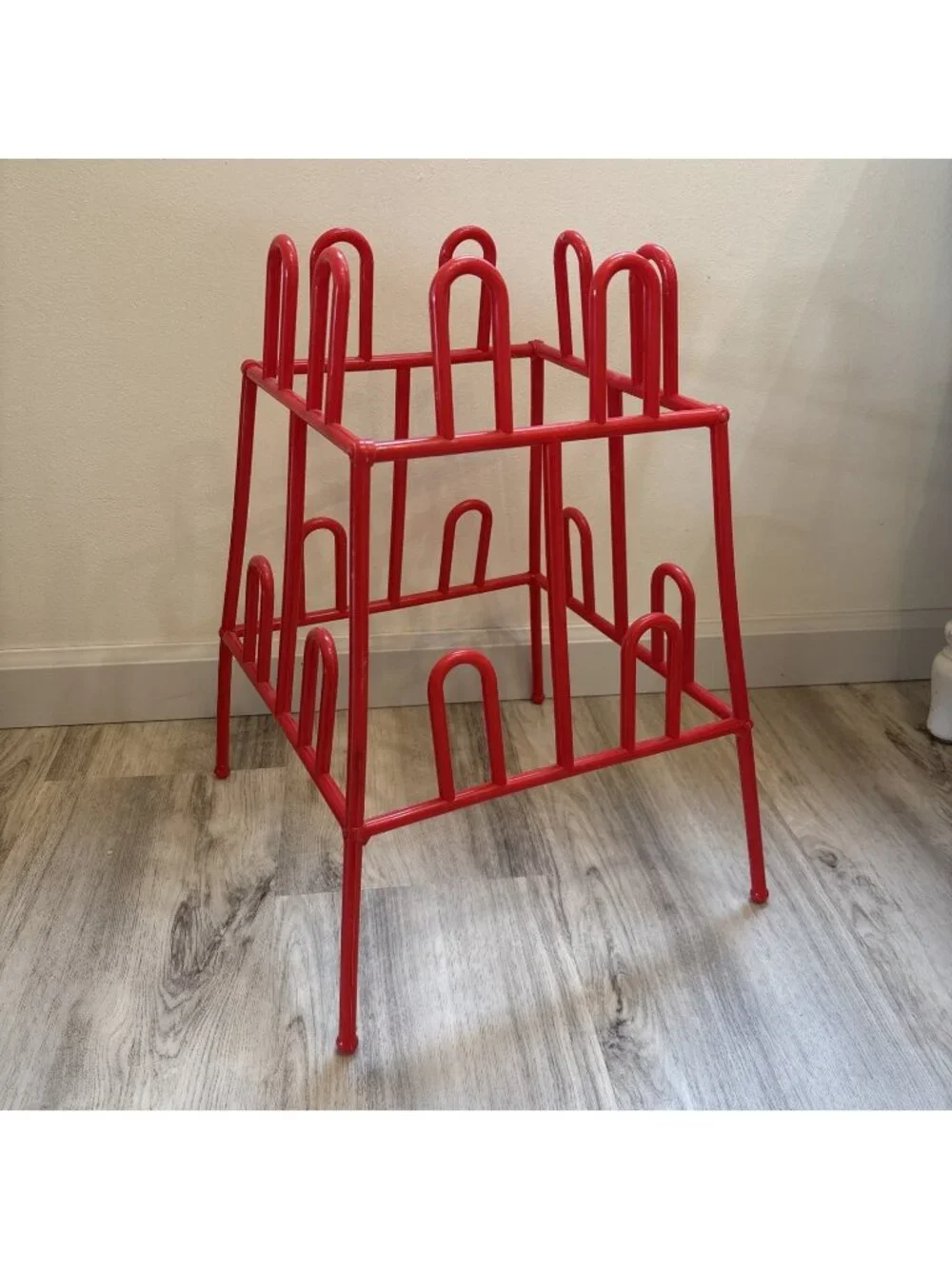 Vtg Yaffa Shoe Rack Closet Organizer Basic Line Red Plastic USA Holds 8 Pairs
